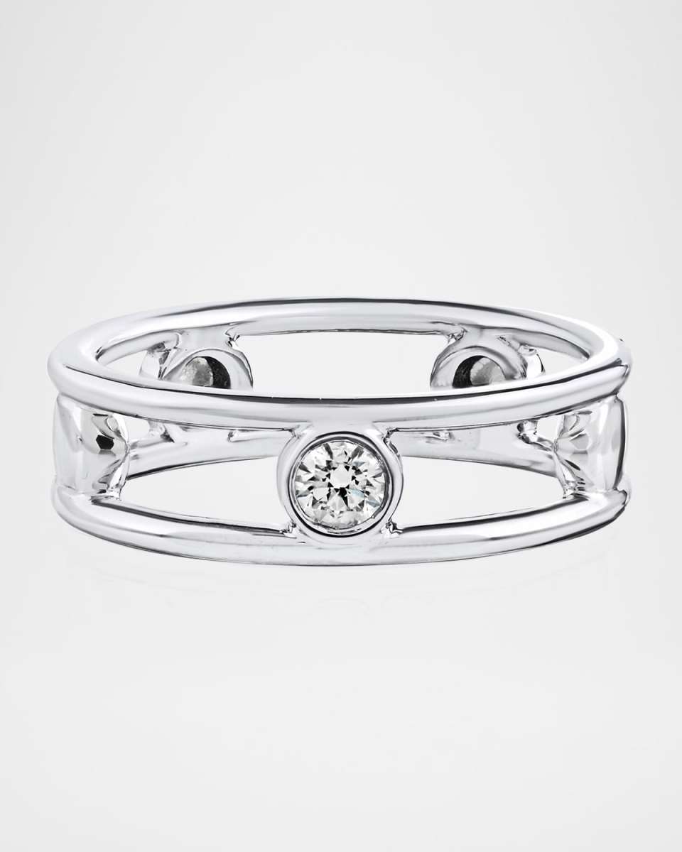 18K White Gold One-Stone Five-Station Diamond Ring, Size